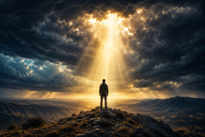 ark stormy sky with a single beam of light breaking through โ 10 signs you are under spiritual attack