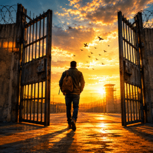 A person walking through open gates toward brilliant golden light representing seeking God's kingdom first and watching everything else be added in Matthew 6:33
