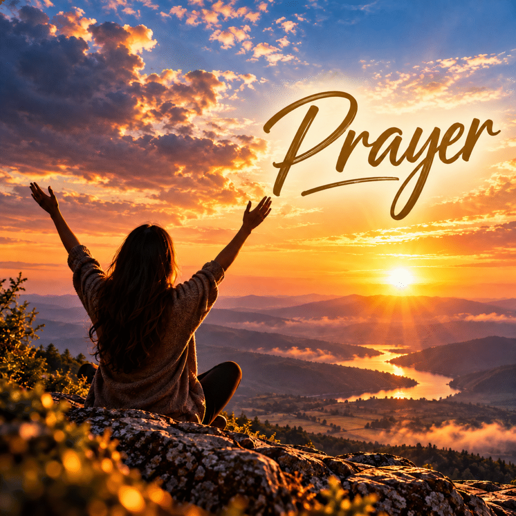 Peaceful sunrise over a quiet misty valley with golden light — a morning prayer to start every day with God